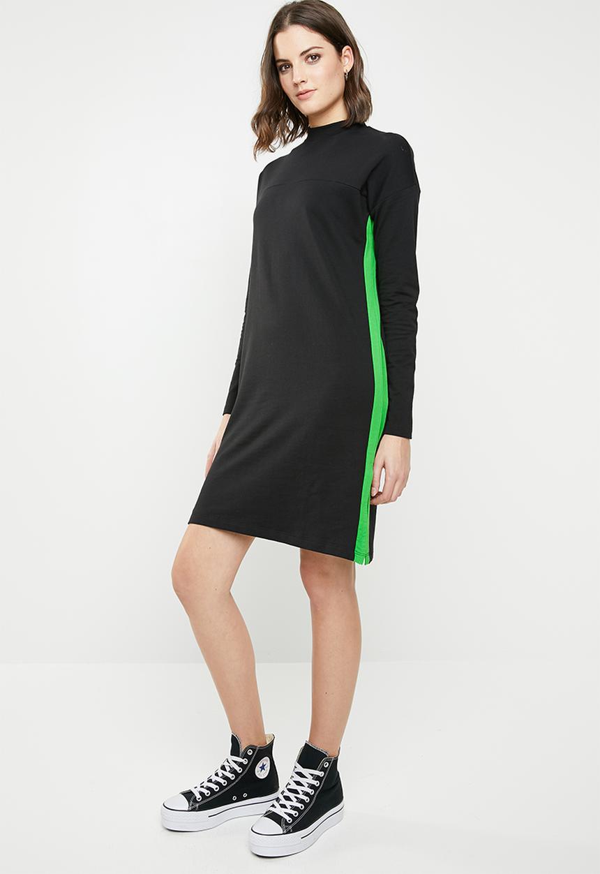 Noisy May - Leah long sleeve sweat dress - black