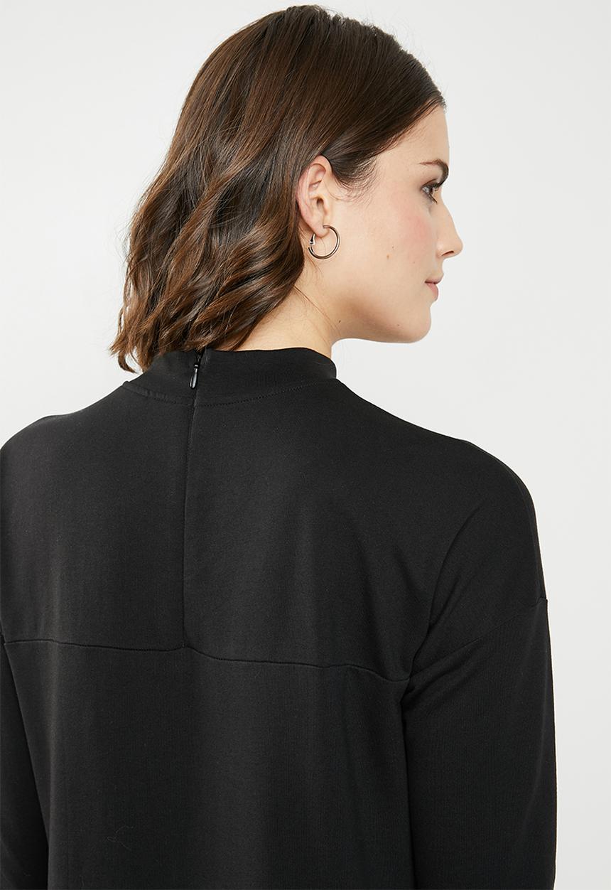 Noisy May - Leah long sleeve sweat dress - black