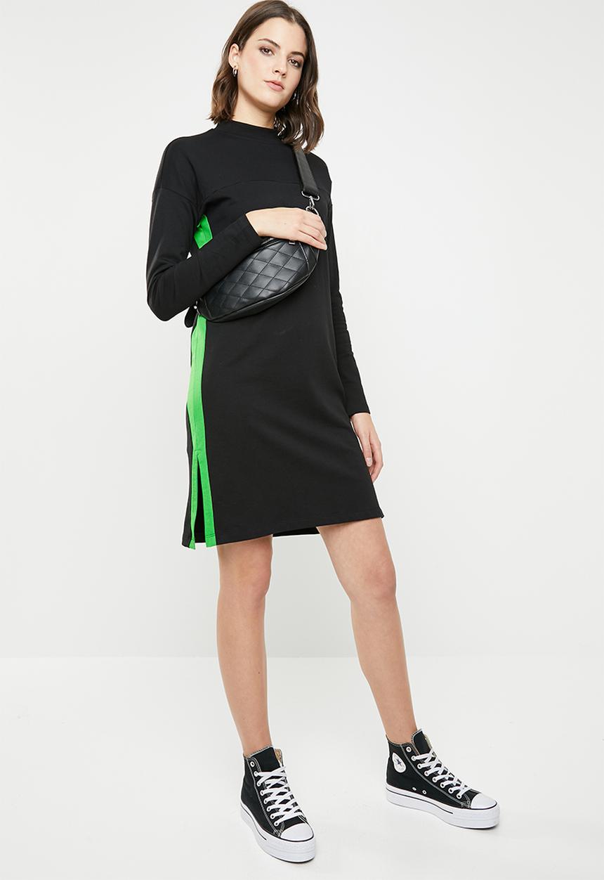 Noisy May - Leah long sleeve sweat dress - black