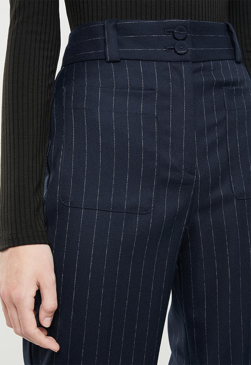 MANGO - Printed crop trouser - navy