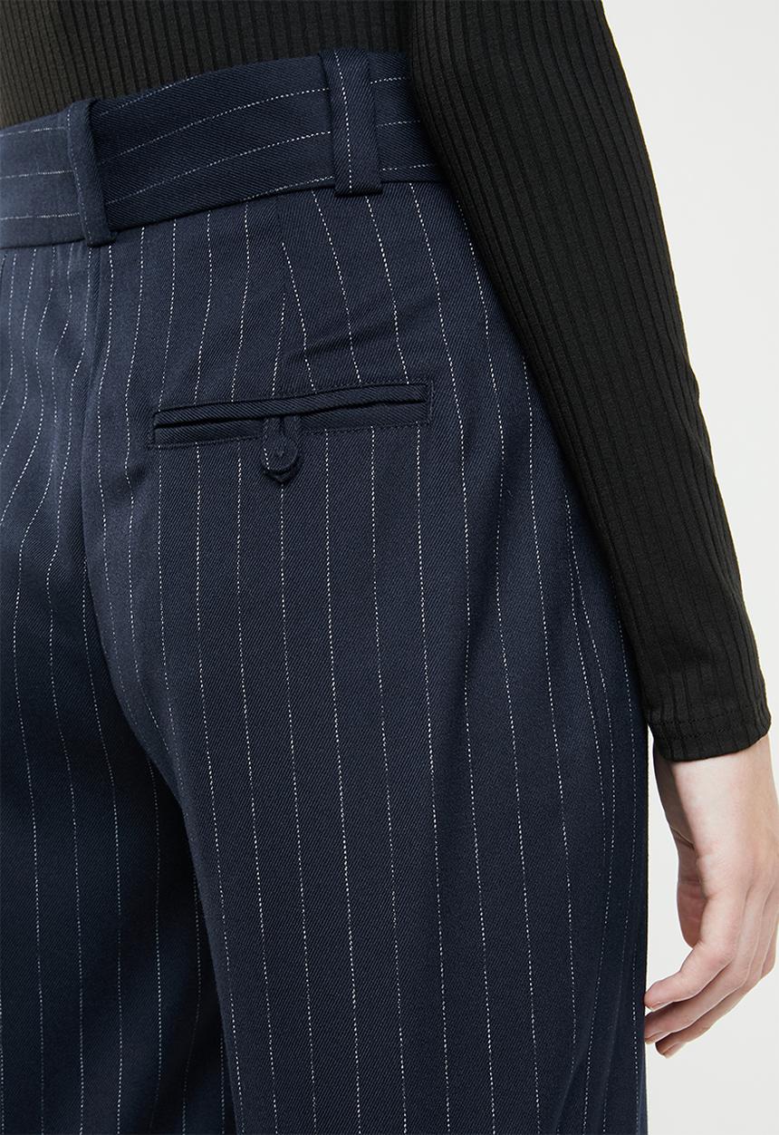 MANGO - Printed crop trouser - navy