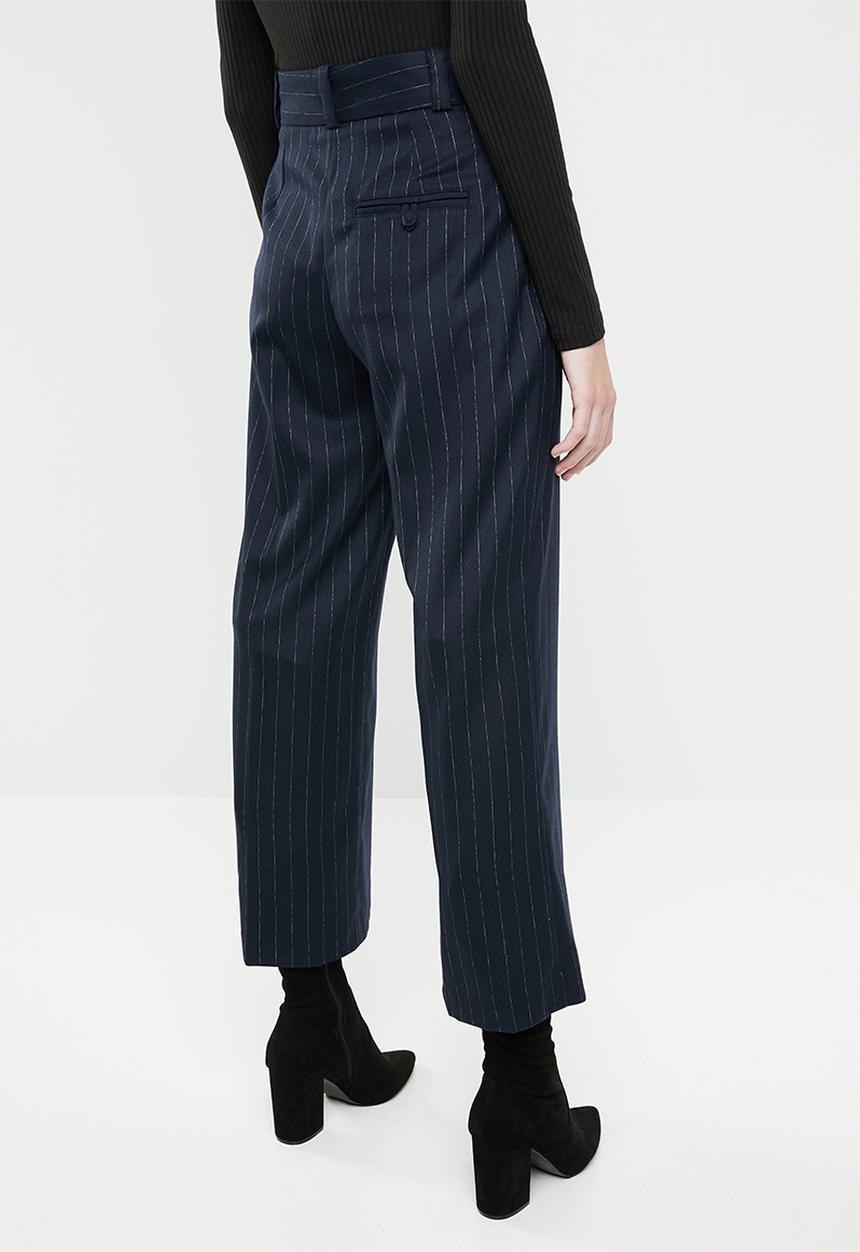MANGO - Printed crop trouser - navy