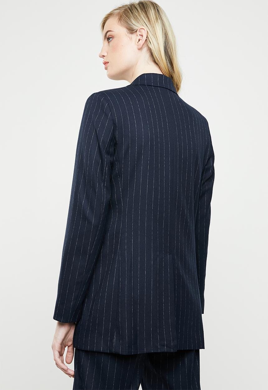 MANGO - Striped suit blazer - navy