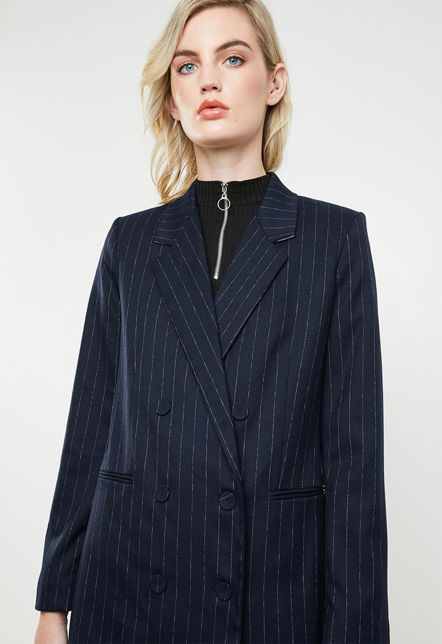MANGO - Striped suit blazer - navy