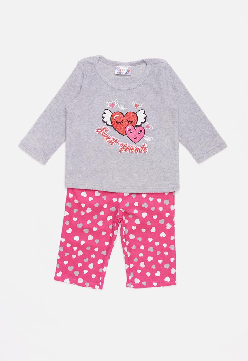 Pop Candy - Flannel hearts pyjamas - pink