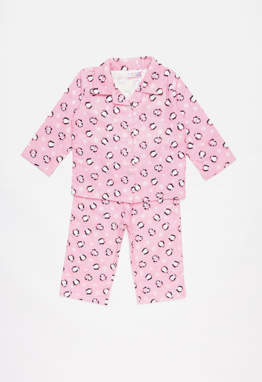 Pop Candy - Flannel penguin pyjamas - pink