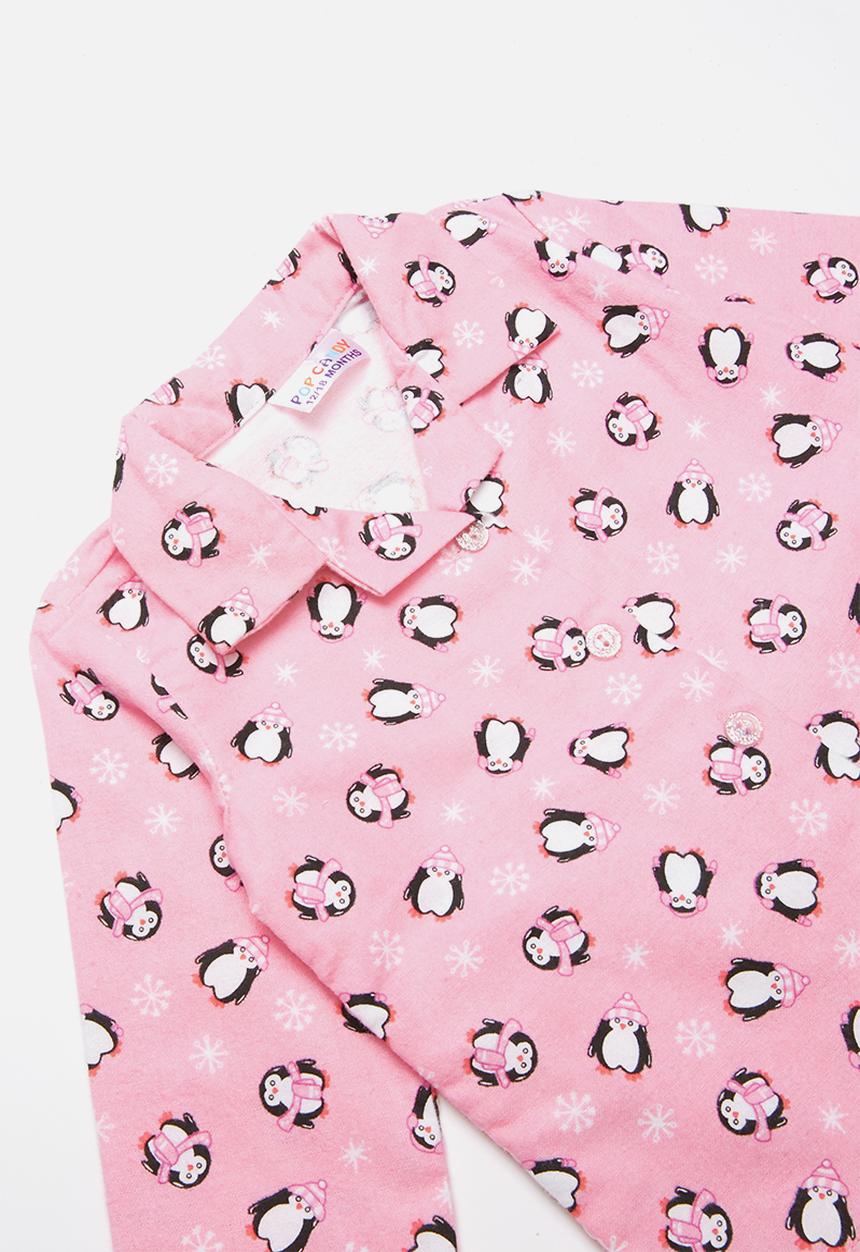 Pop Candy - Flannel penguin pyjamas - pink