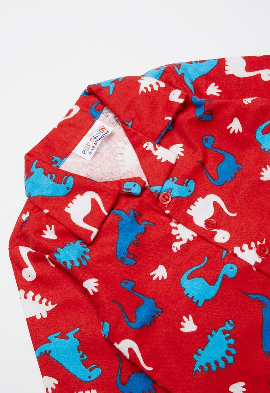 Pop Candy - Flannel dinosaur pyjamas - red