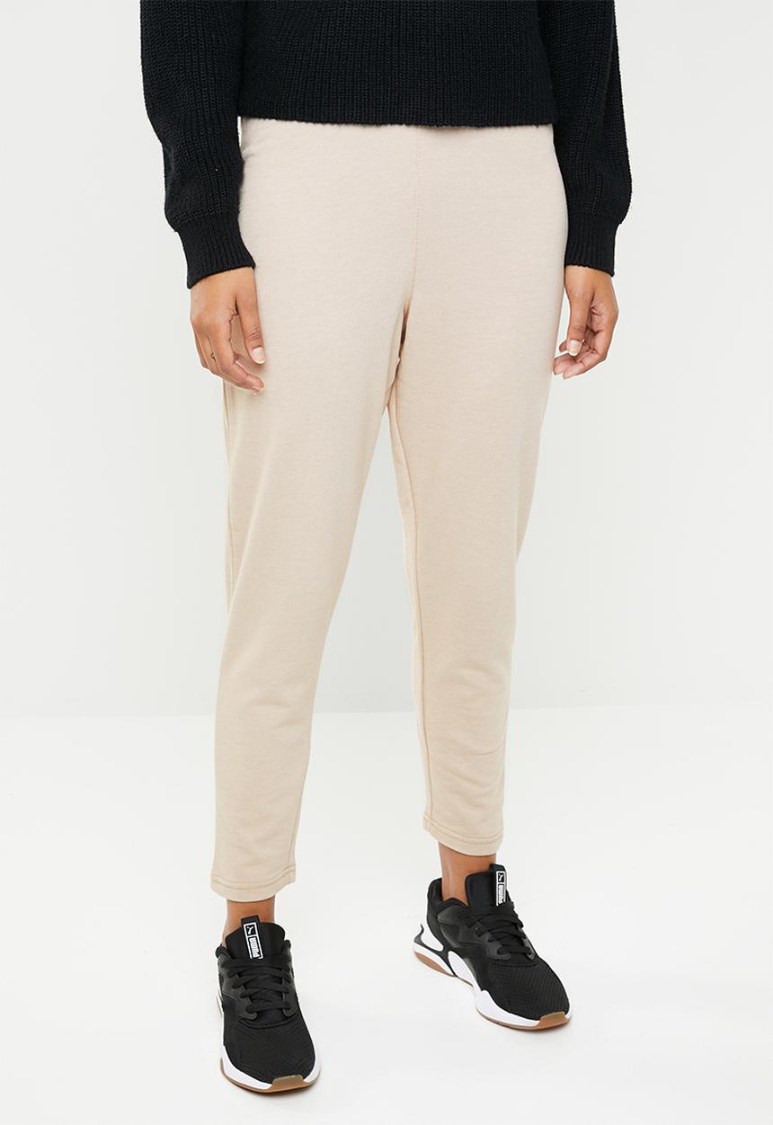 Missguided - High waisted tapered trackpants - beige 