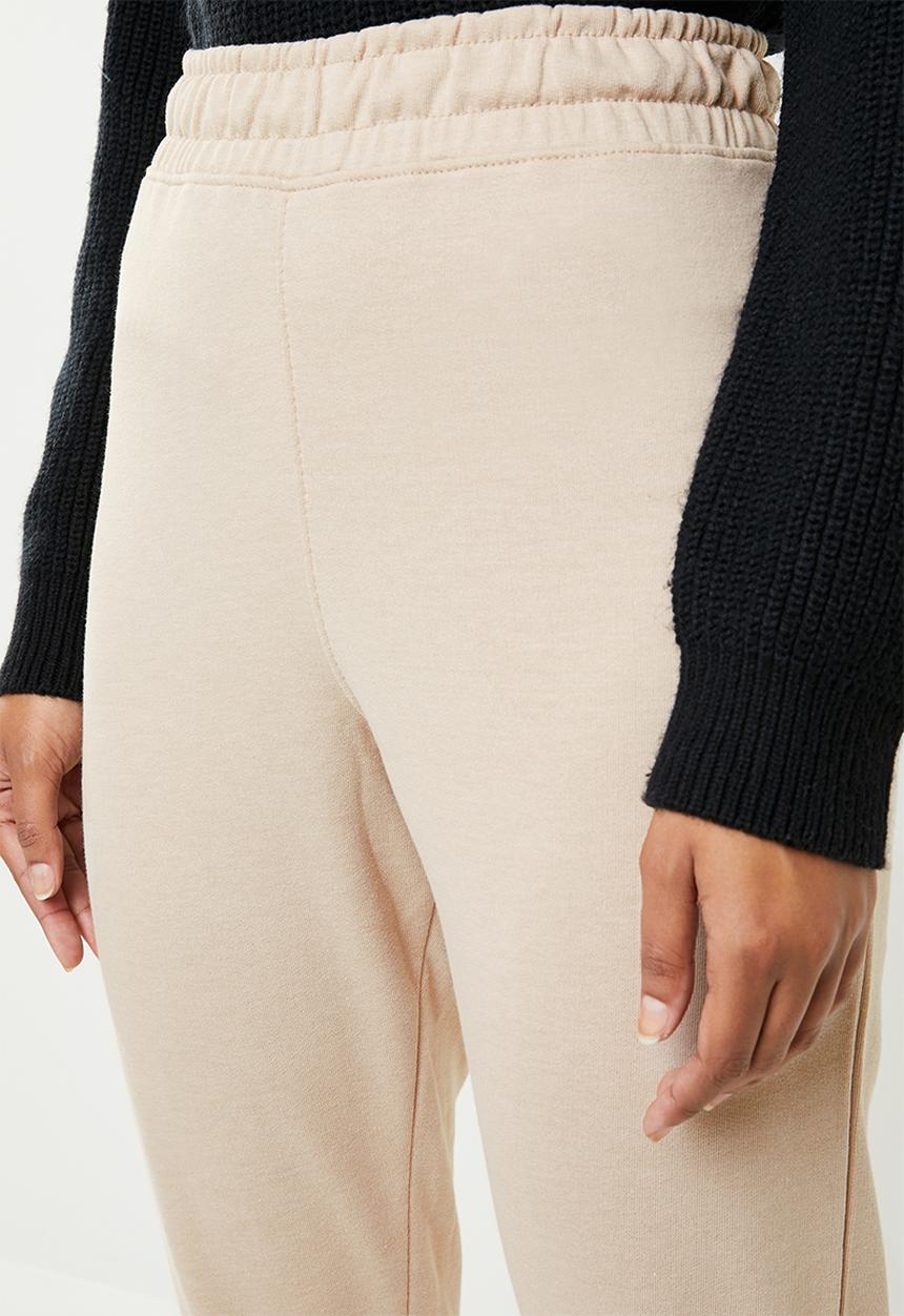 Missguided - High waisted tapered trackpants - beige 