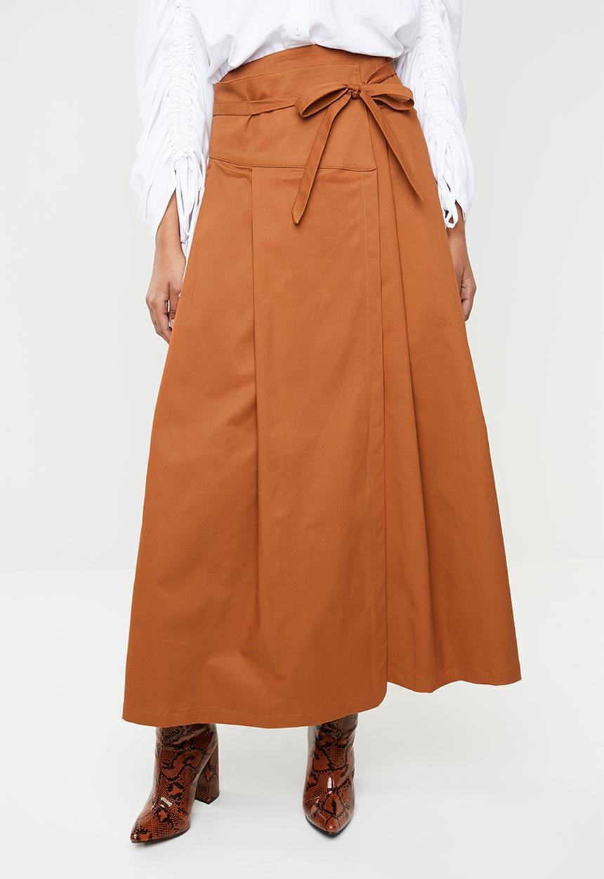 AMANDA LAIRD CHERRY - Sphe pleated wrap skirt - brown