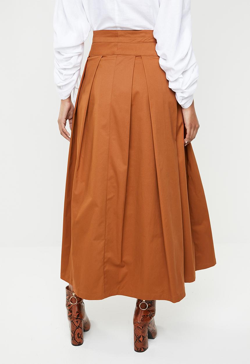 AMANDA LAIRD CHERRY - Sphe pleated wrap skirt - brown