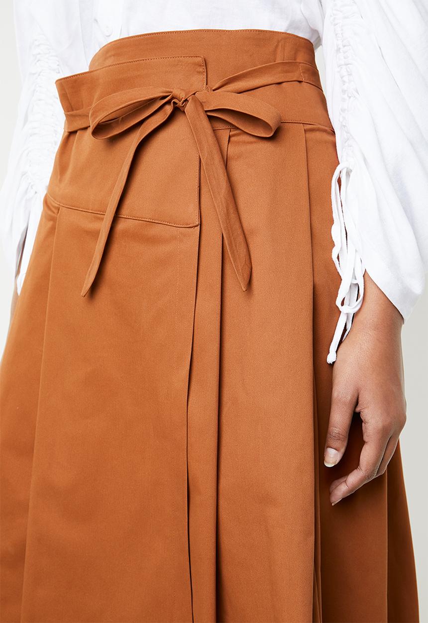 AMANDA LAIRD CHERRY - Sphe pleated wrap skirt - brown