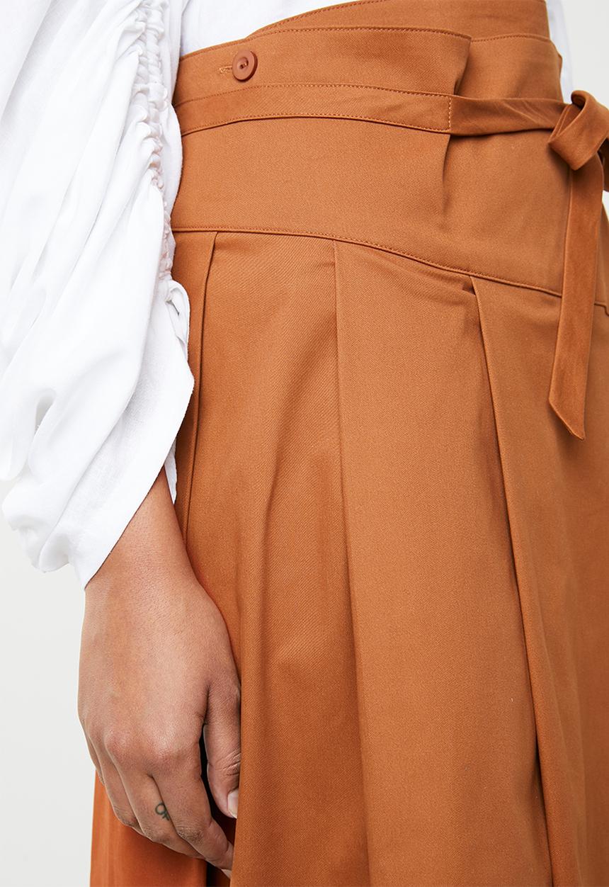AMANDA LAIRD CHERRY - Sphe pleated wrap skirt - brown