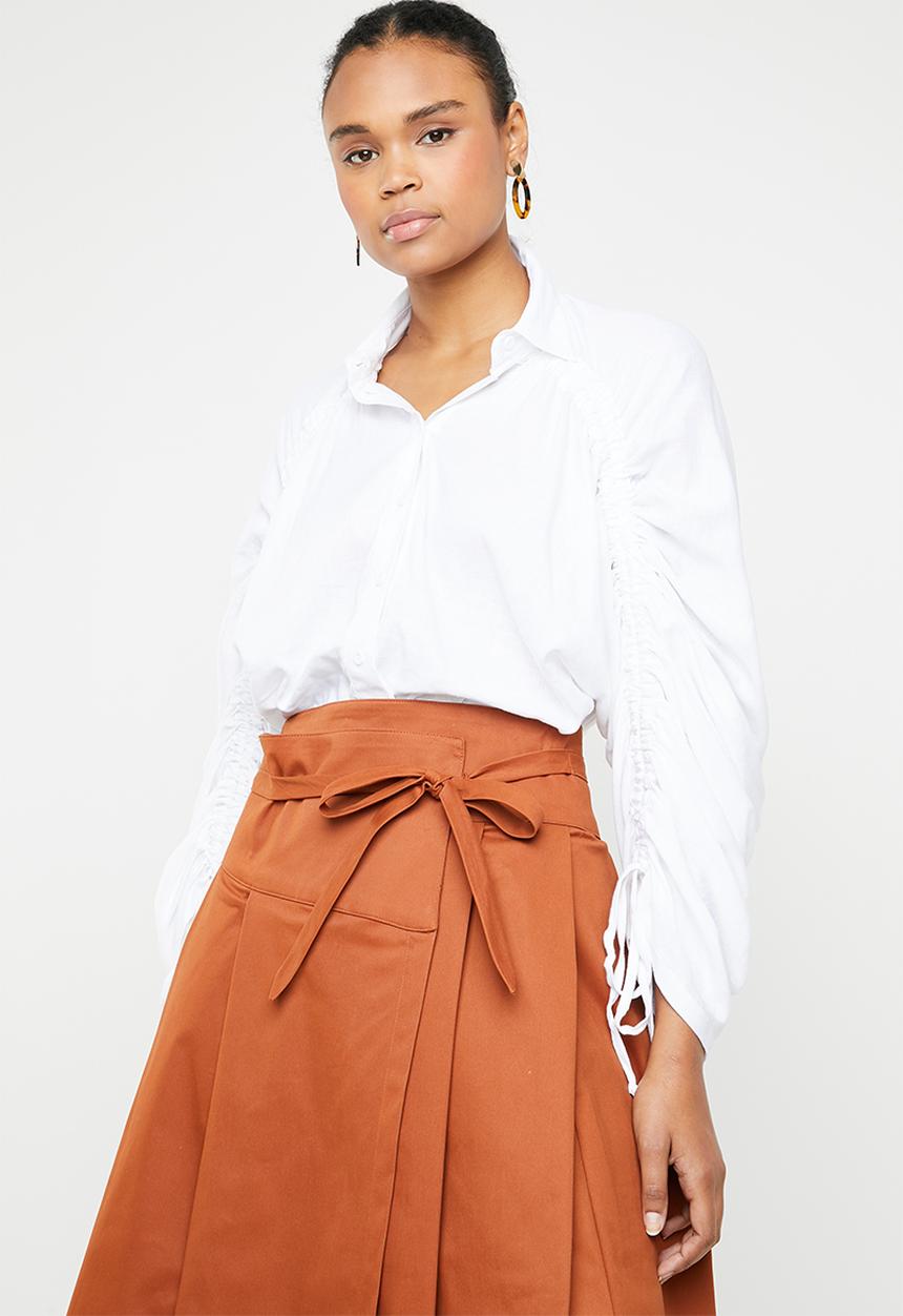 AMANDA LAIRD CHERRY - Khothatso volume sleeve shirt - white