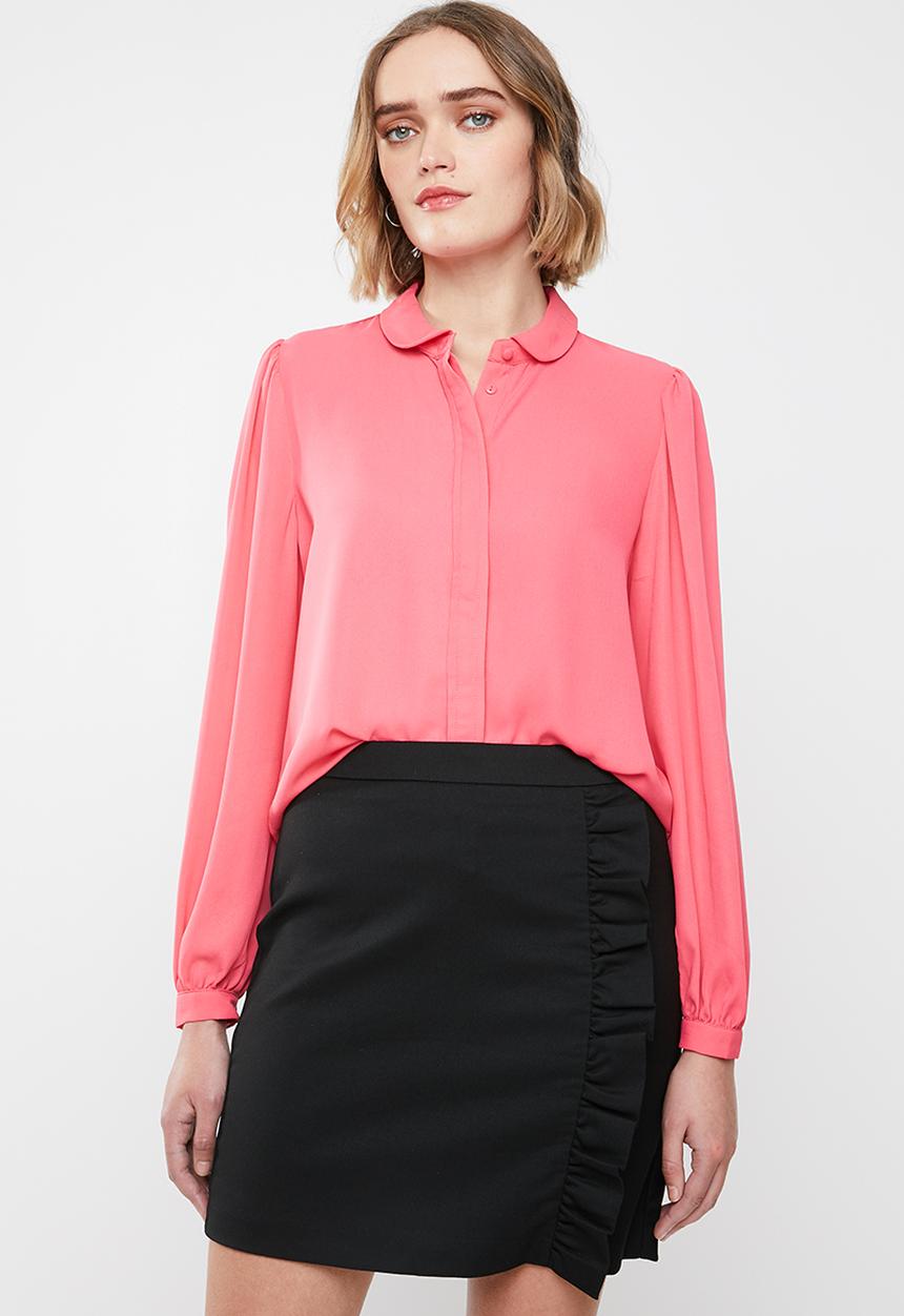 ONLY - Martha long sleeve round collar shirt - pink