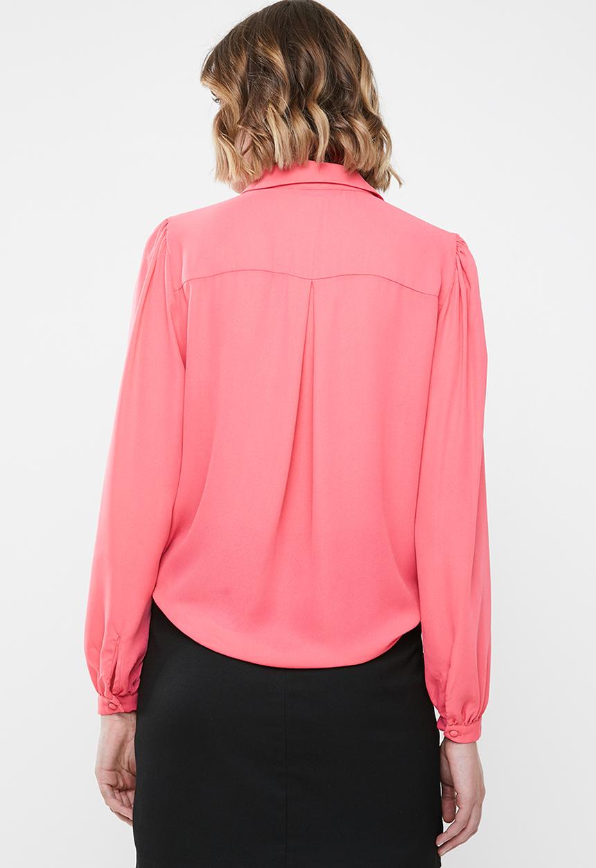 ONLY - Martha long sleeve round collar shirt - pink