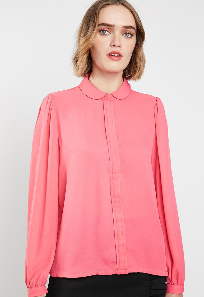 ONLY - Martha long sleeve round collar shirt - pink
