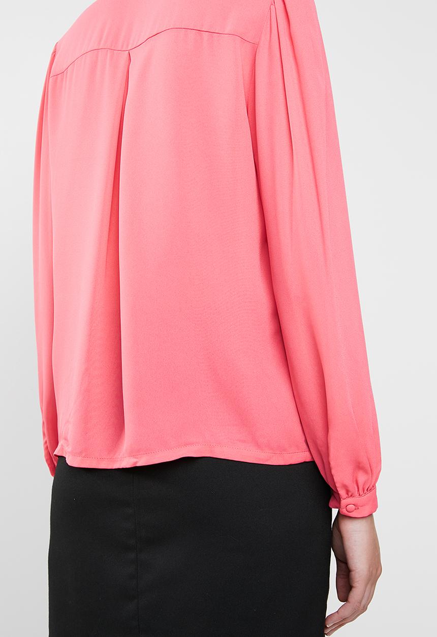 ONLY - Martha long sleeve round collar shirt - pink