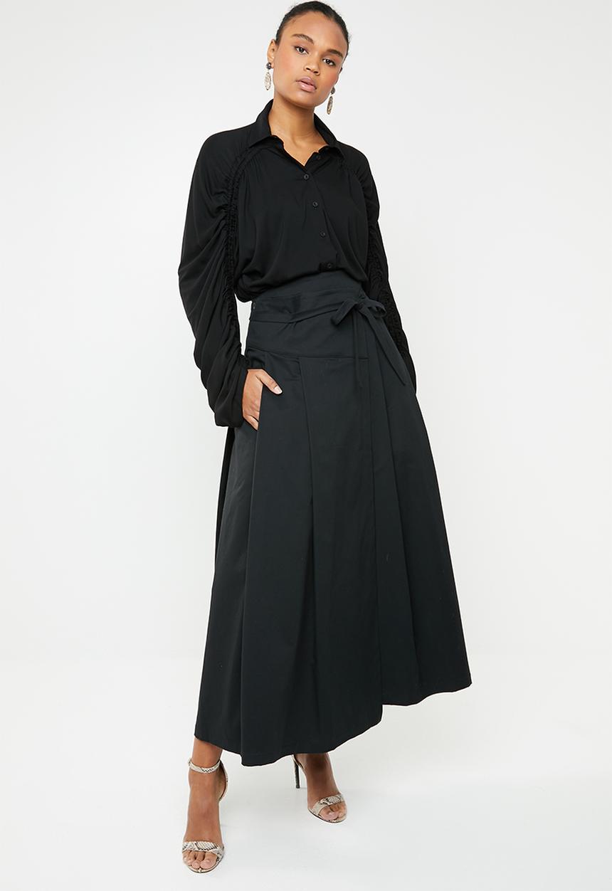AMANDA LAIRD CHERRY - Sphe pleated wrap skirt - black