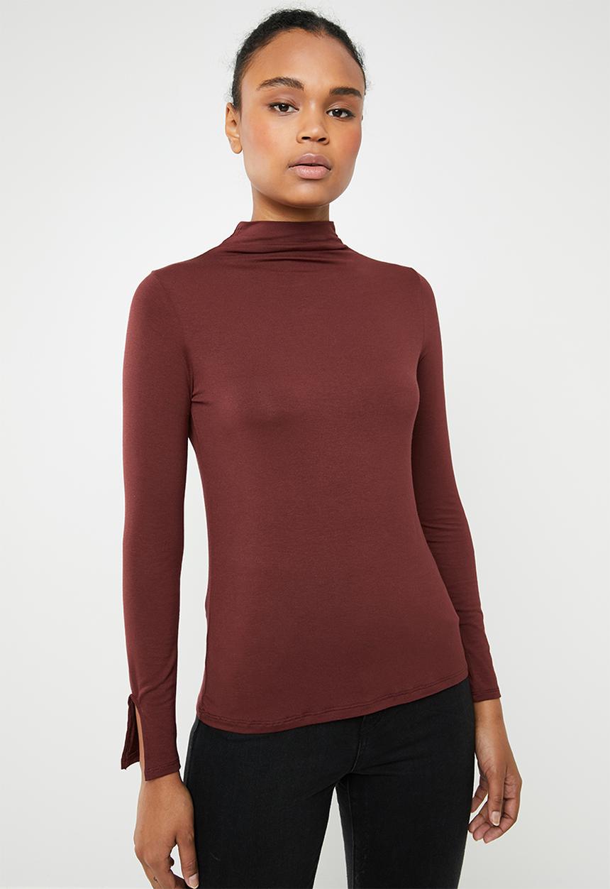 Superbalist - Funnel neck top - burgundy