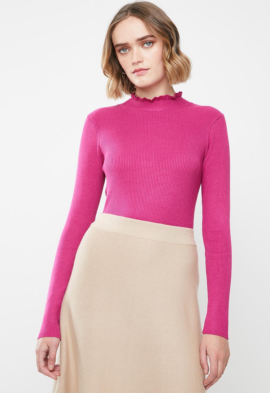 Jacqueline de Yong - High neck pullover - pink