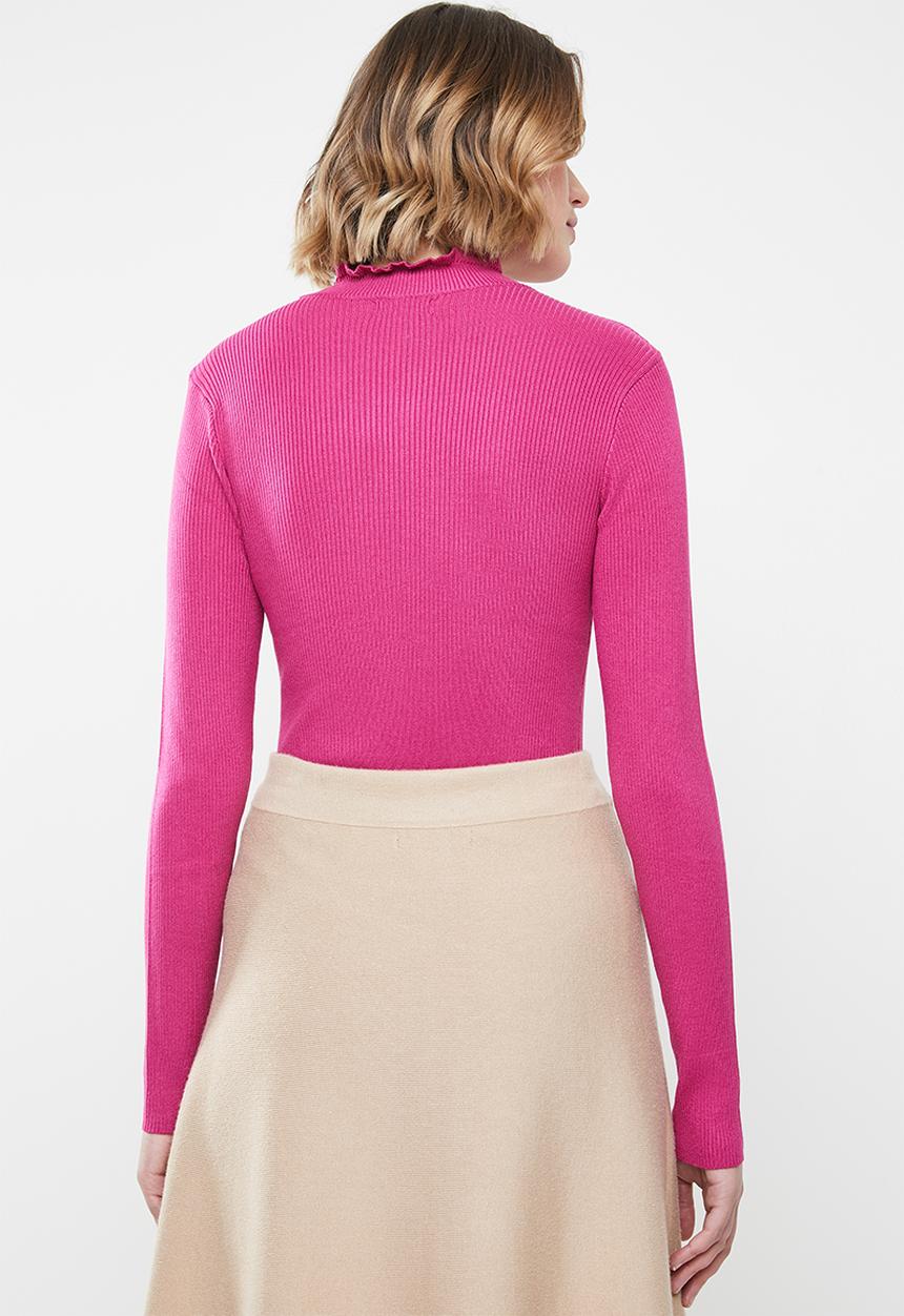 Jacqueline de Yong - High neck pullover - pink