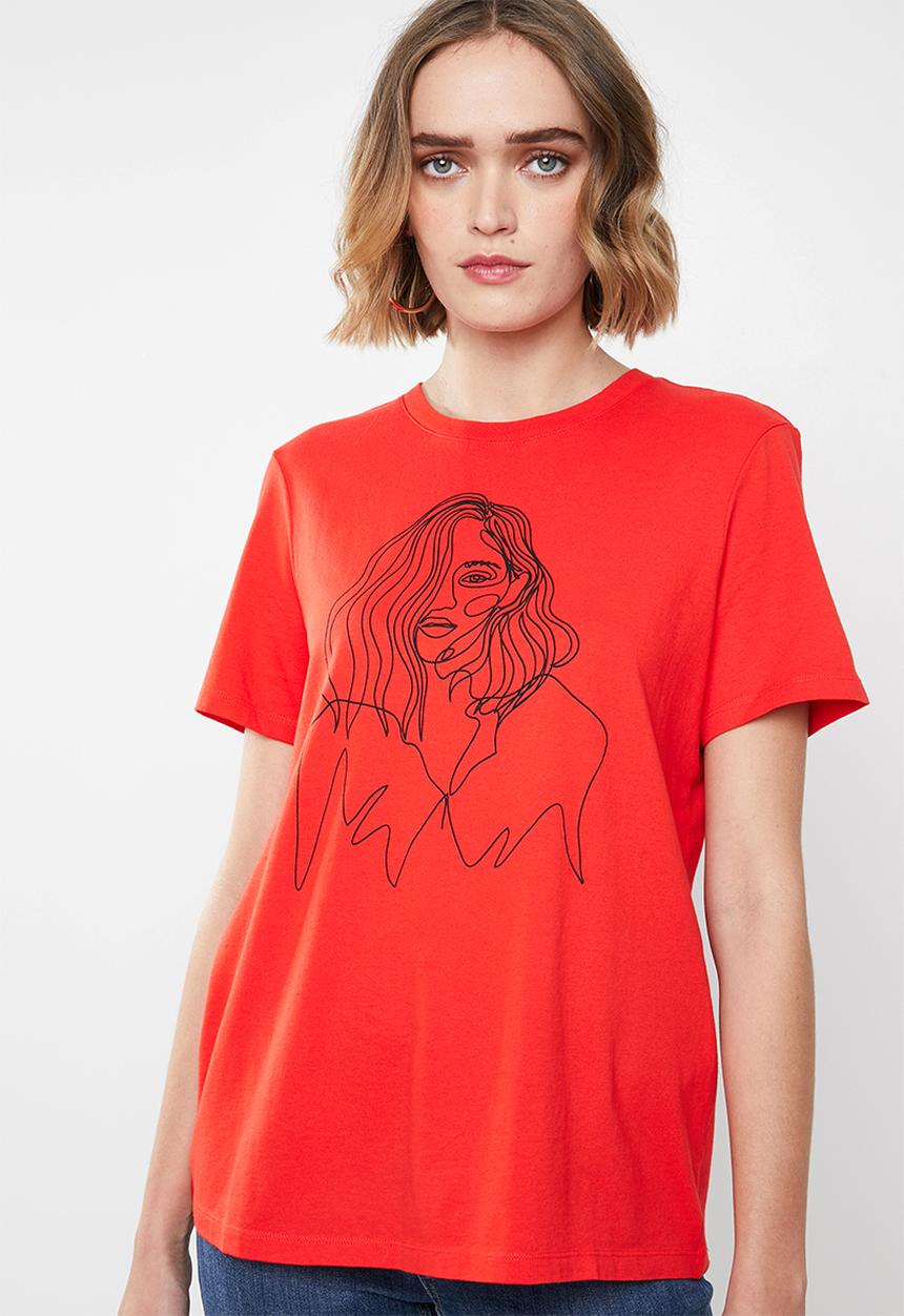 Vero Moda - Sketch short sleeve T-shirt - red