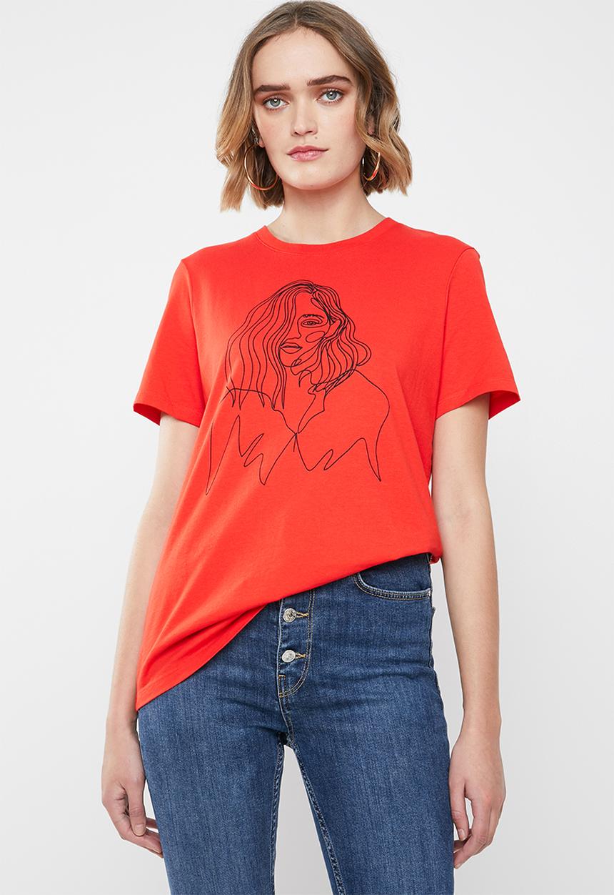 Vero Moda - Sketch short sleeve T-shirt - red