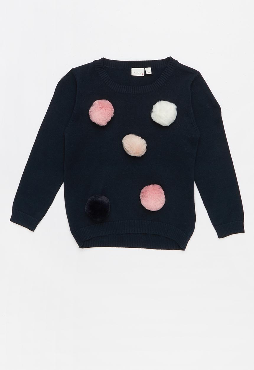 Name It - Lisa spot long sleeve knit sweat - navy 