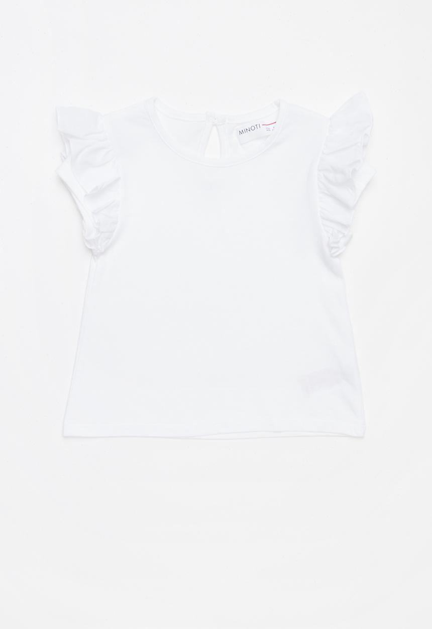 MINOTI - Tropicana jersey top with frill sleeves - white