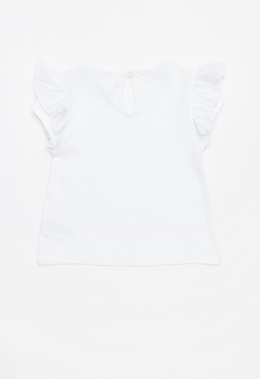 MINOTI - Tropicana jersey top with frill sleeves - white