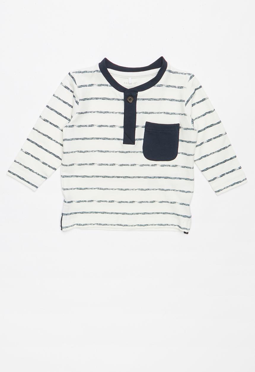 Name It - Faril long sleeve top -  navy & white
