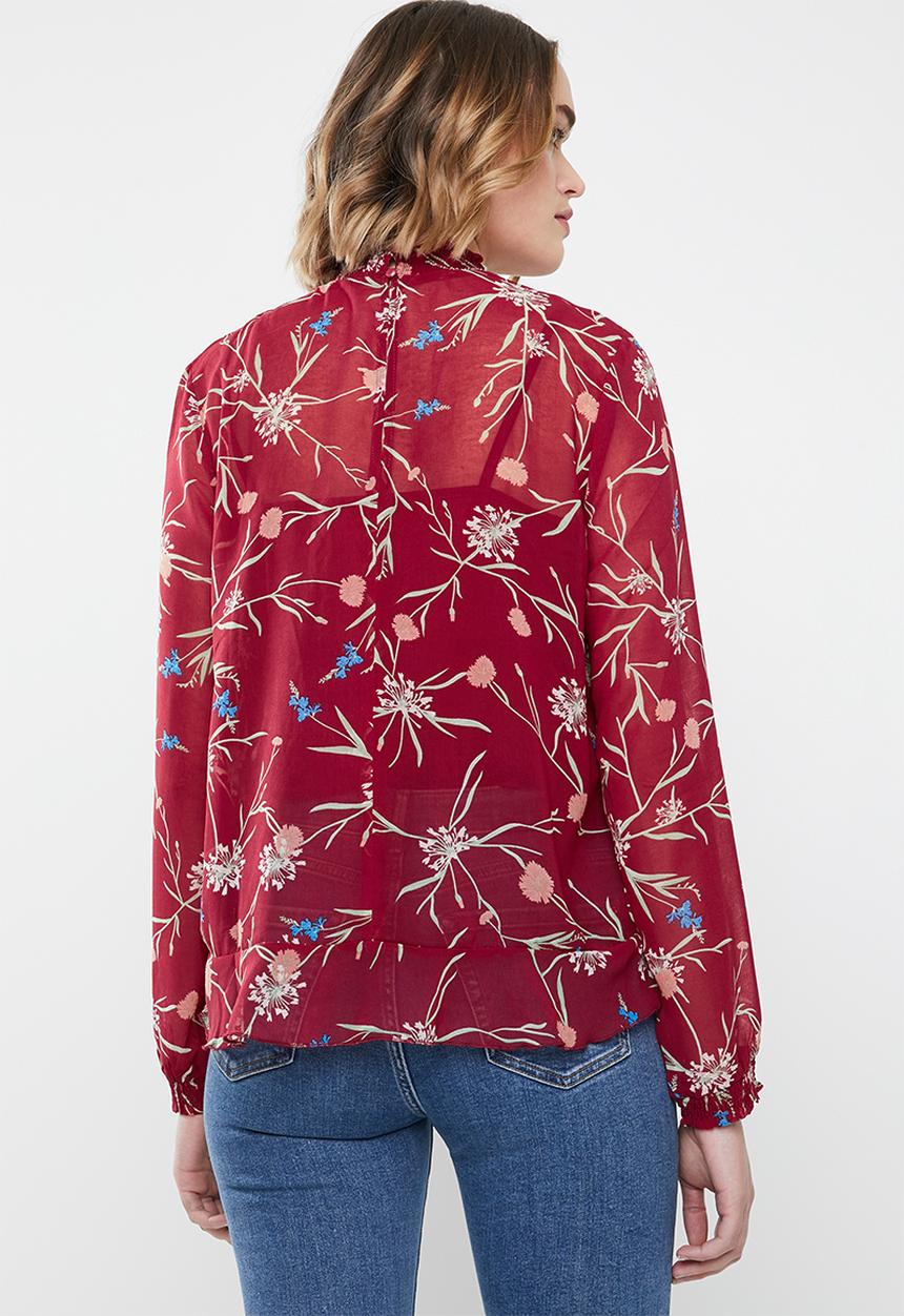 Vero Moda - Becca long sleeve top - red