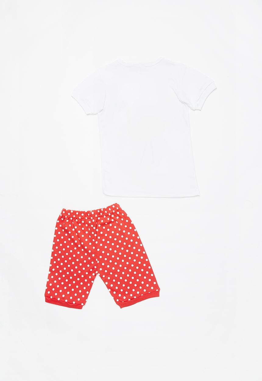 Pop Candy - Short Sleeve Printed Pj Set - red & white