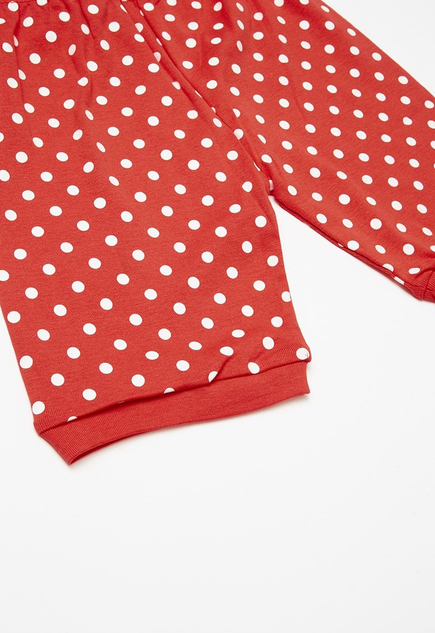 Pop Candy - Short Sleeve Printed Pj Set - red & white