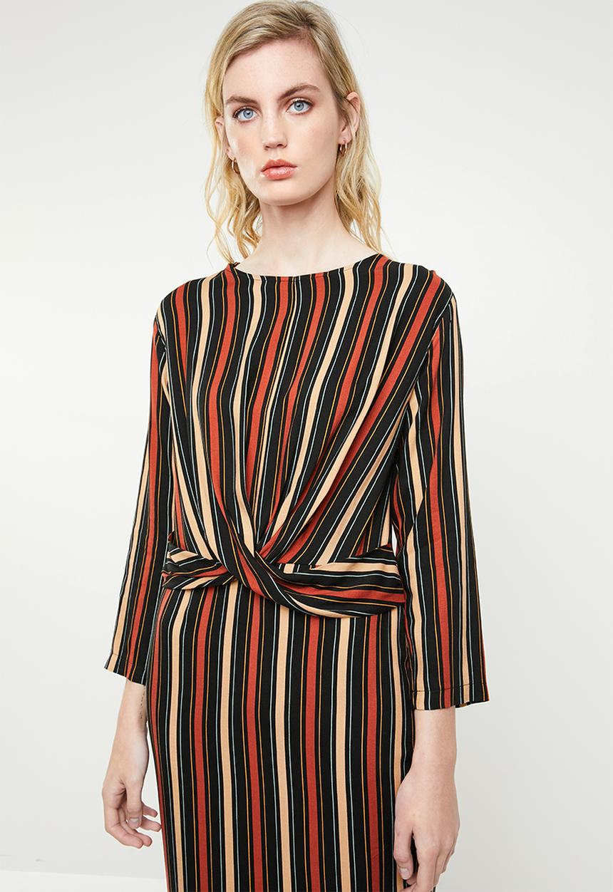 Superbalist - Hi neck dress with cross over front detail - multi 