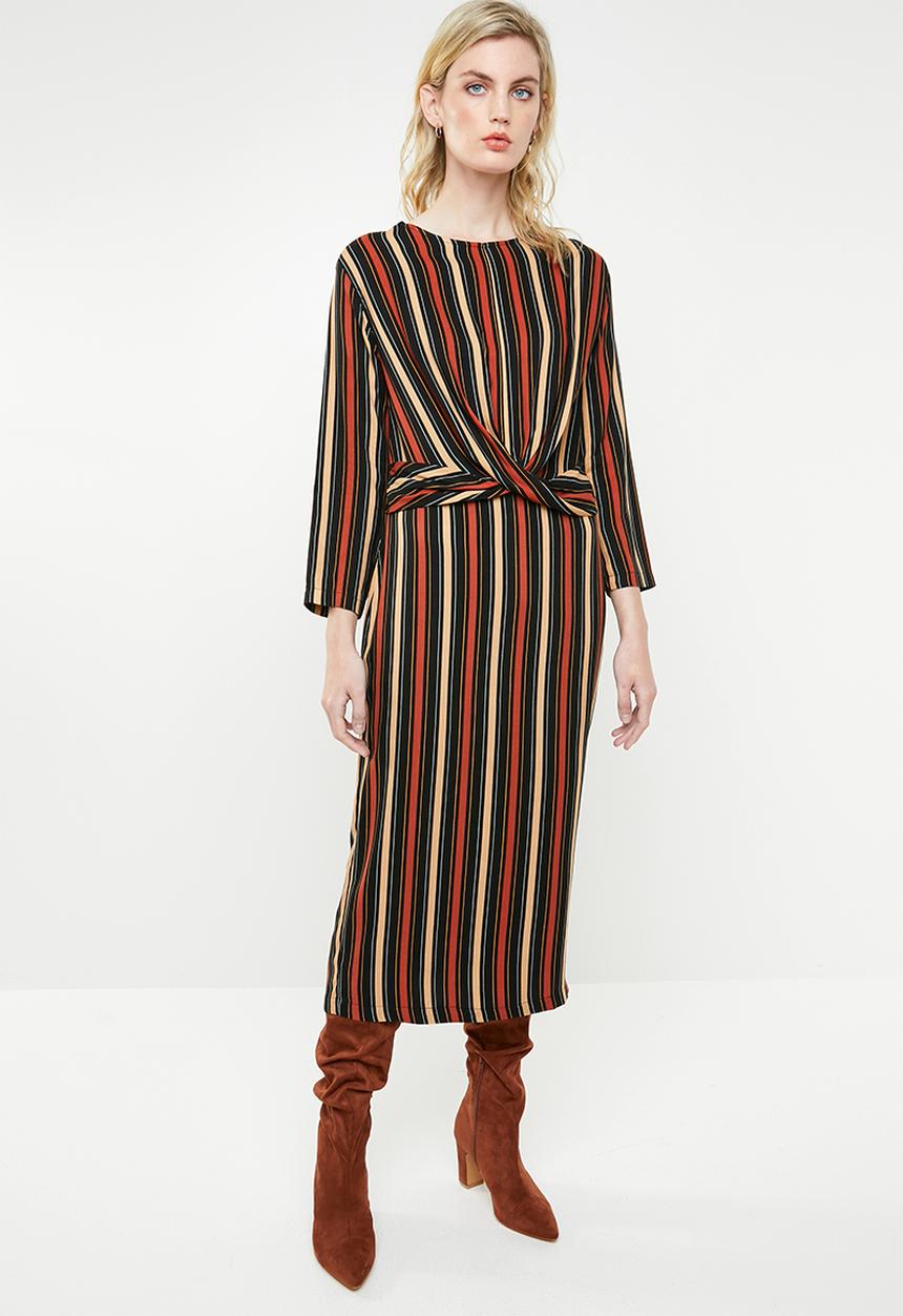 Superbalist - Hi neck dress with cross over front detail - multi 