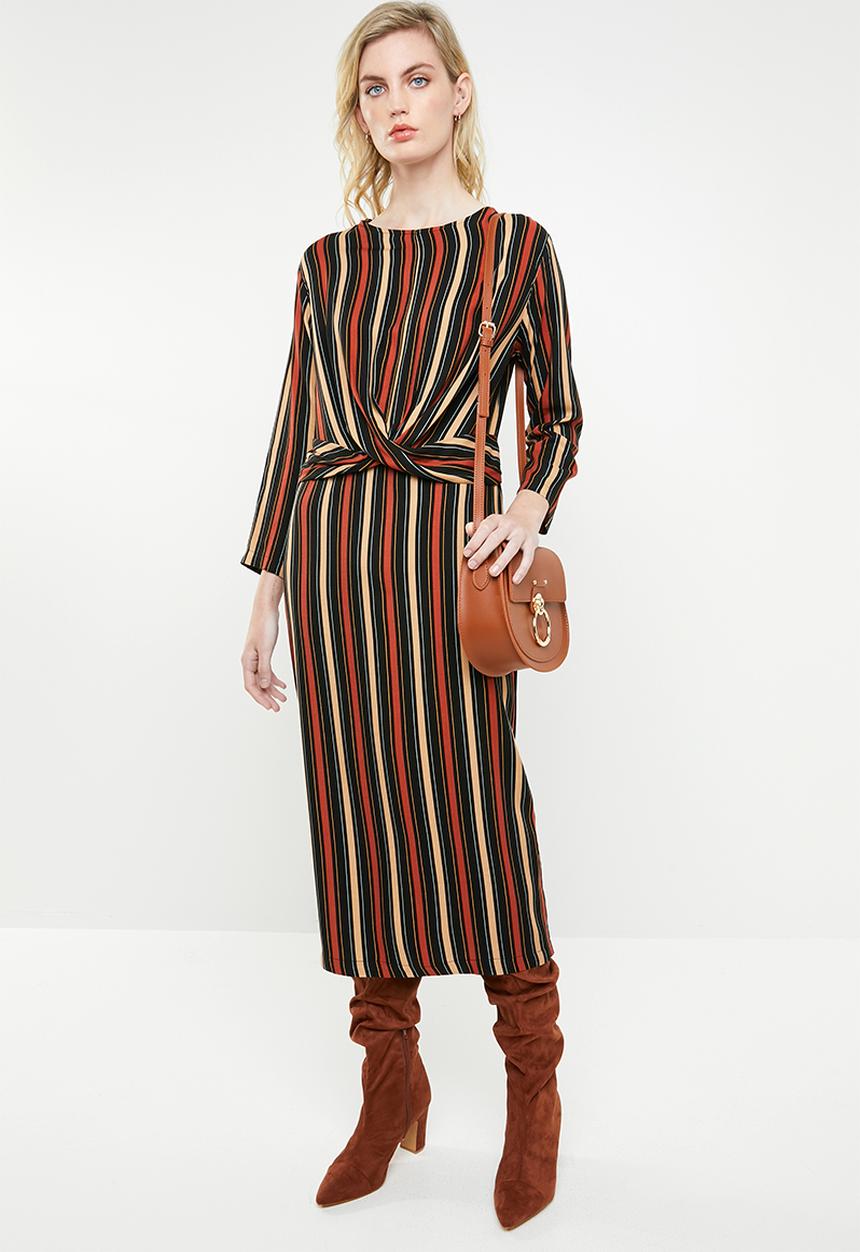Superbalist - Hi neck dress with cross over front detail - multi 