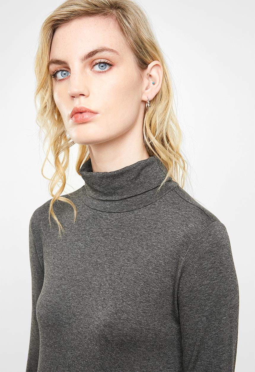 Superbalist - Poloneck trapeze dress - charcoal