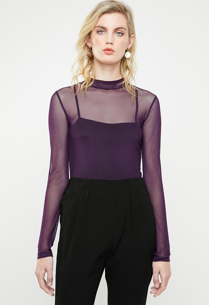 Superbalist - Long sleeve mesh tee - purple