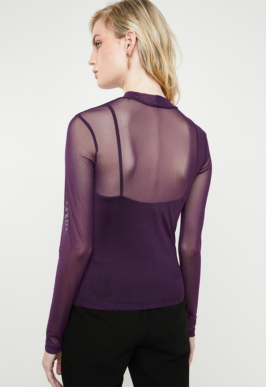 Superbalist - Long sleeve mesh tee - purple