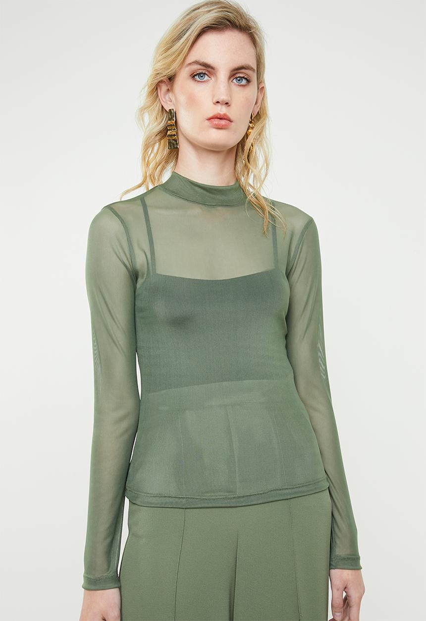 Superbalist - Long sleeve mesh tee - green