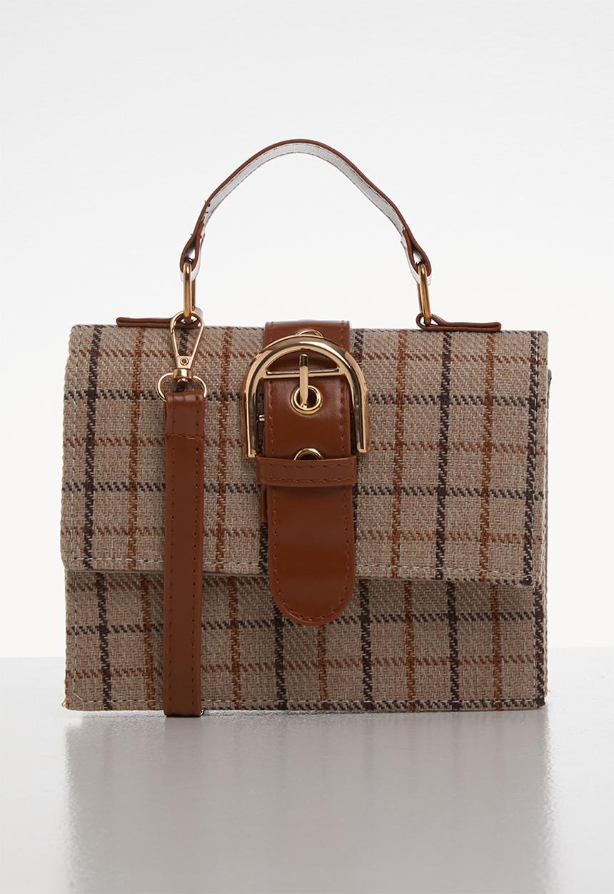 Superbalist - Elise tartan box bag - brown