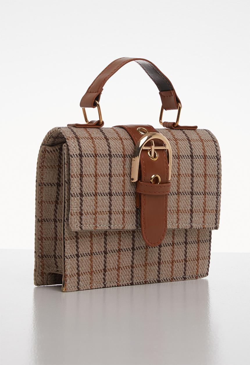 Superbalist - Elise tartan box bag - brown