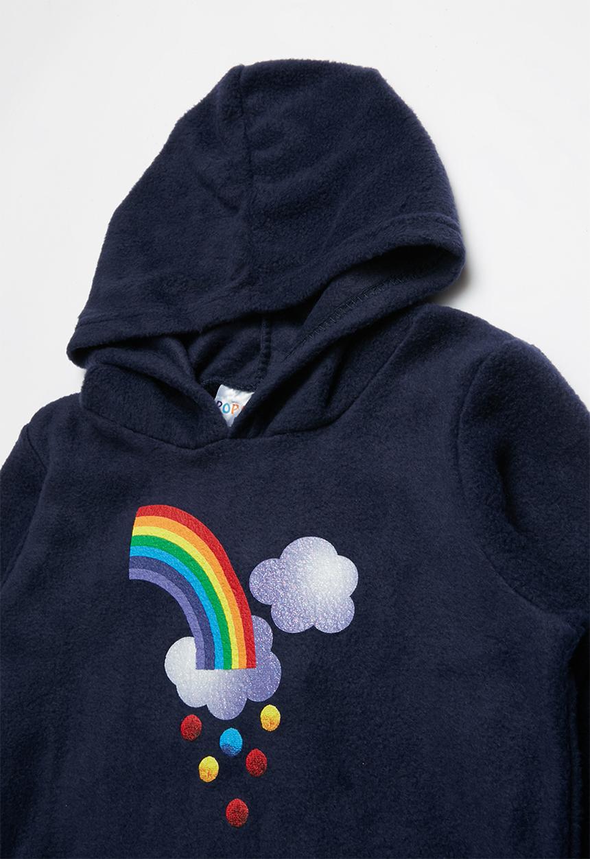 Pop Candy - Rainbow printed fleece hoodie - navy 