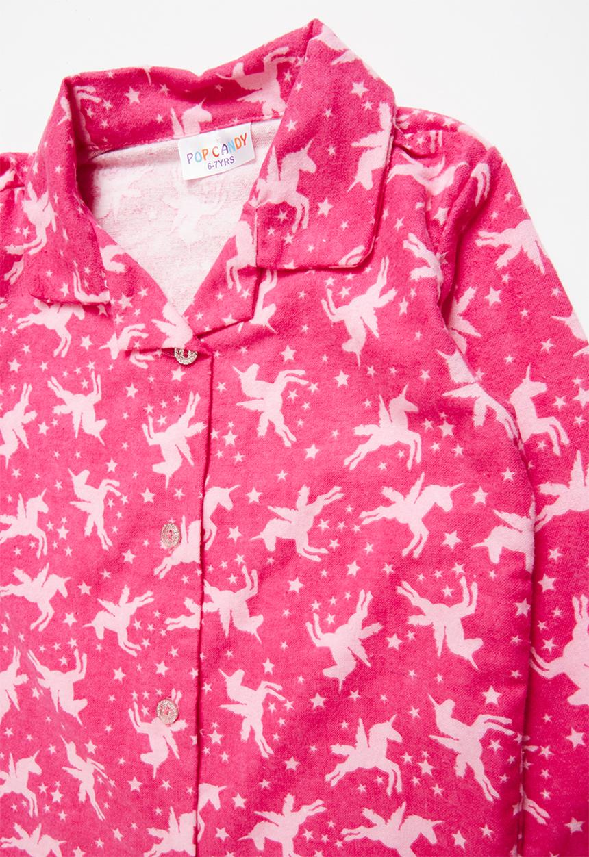 Pop Candy - Full flannel unicorn pyjama top & bottom - pink 