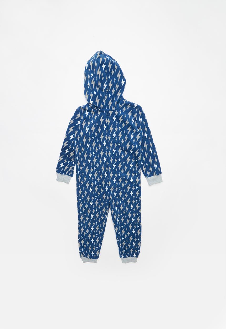 Pop Candy - Bolt printed onesie - blue & grey
