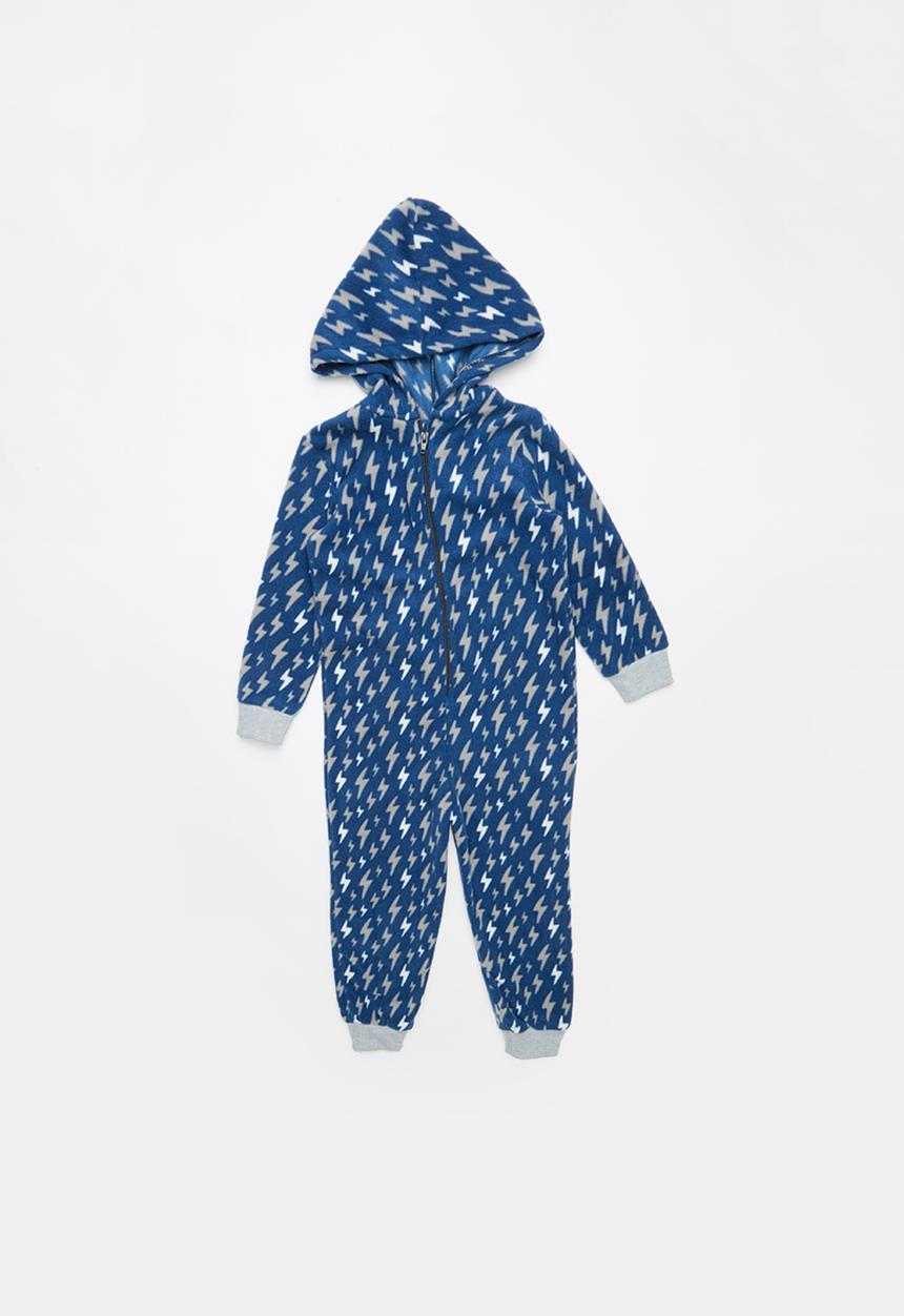 Pop Candy - Bolt printed onesie - blue & grey