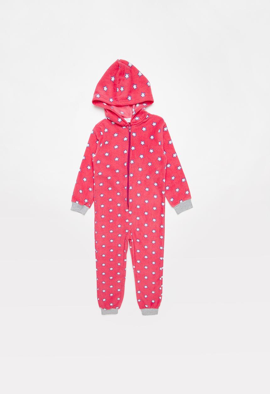 Pop Candy - White star printed onesie - pink 